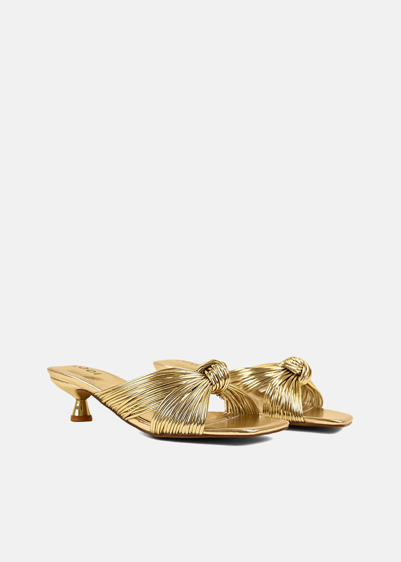 Denia Knot Kitten Heels in Gold