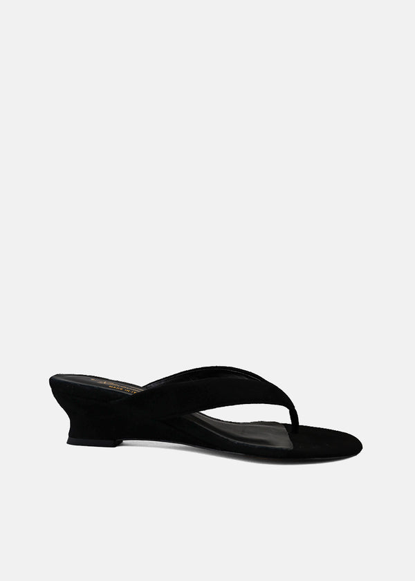 Thong Wedge Sandal in Black
