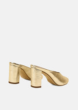 Block Heel Pump in Metallic Gold