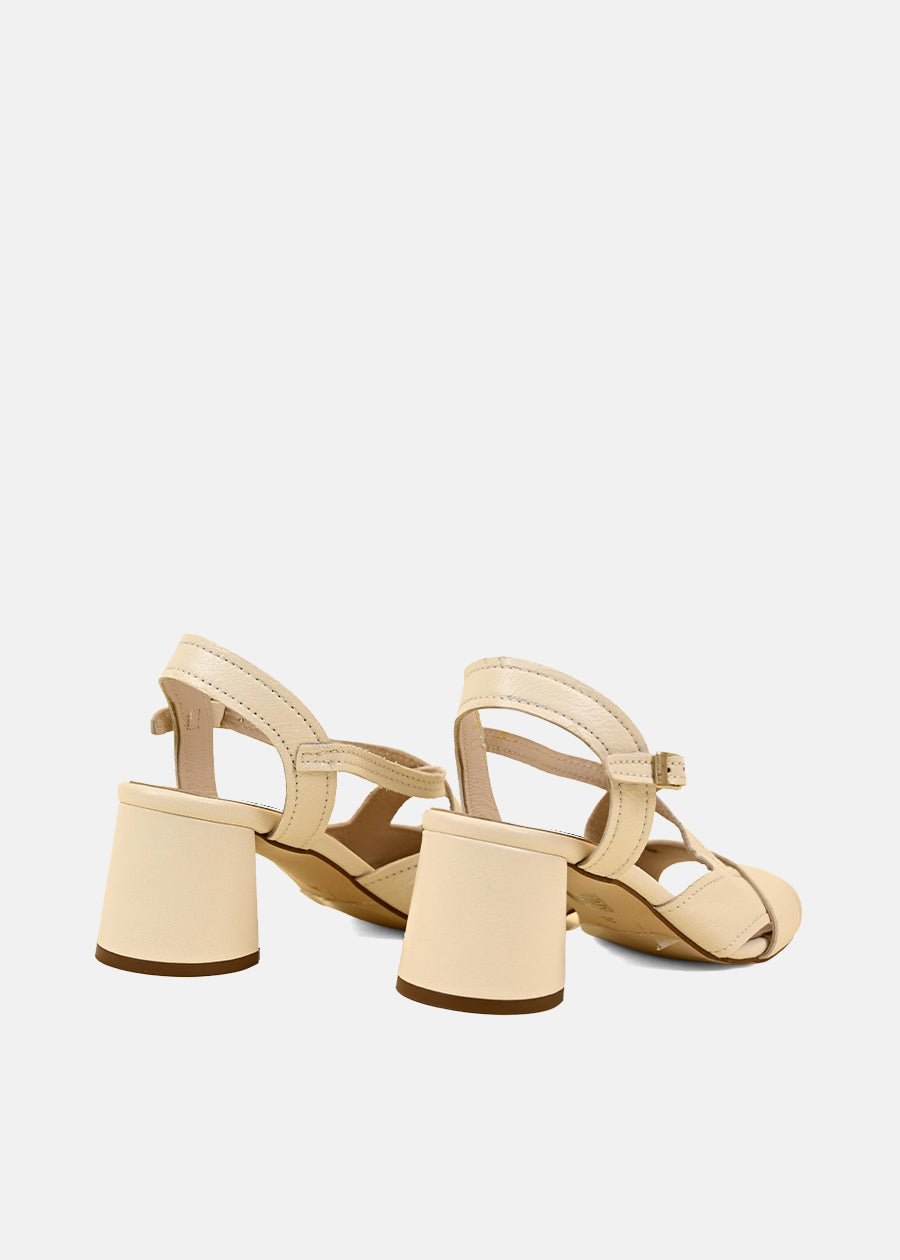 Strappy Block Heel Sandals in White