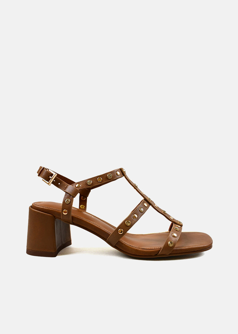 Gladiator Block Heels in Camel