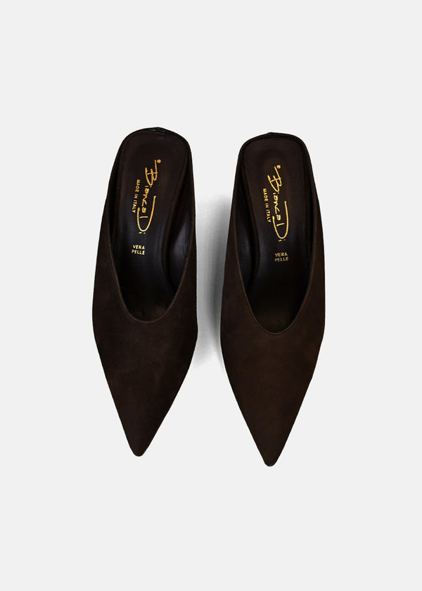 Pointed Toe Mule in Dark Brown