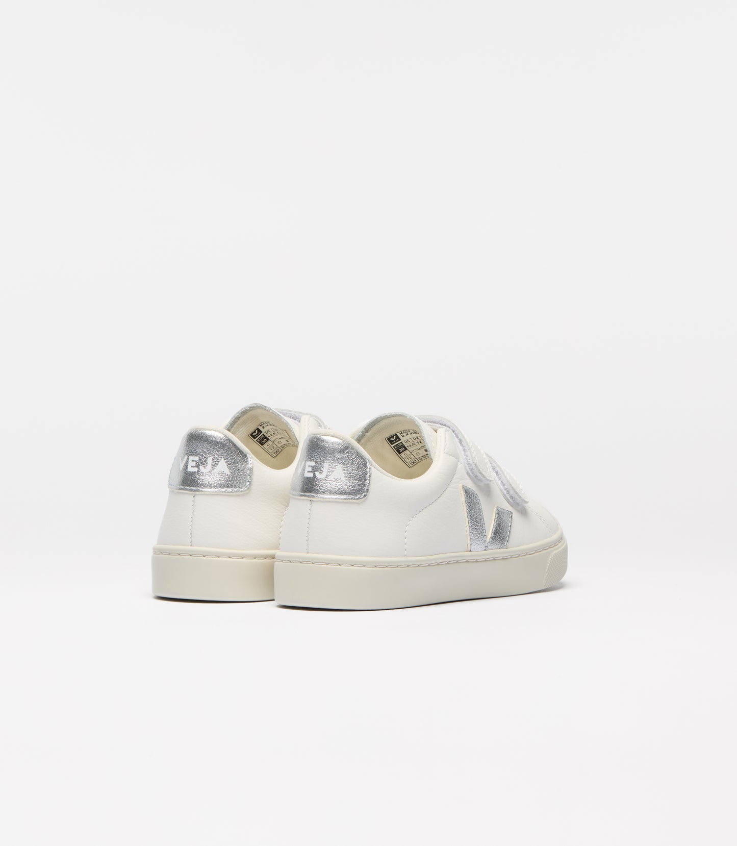 Kid's Small Esplar Leather Sneakers in White and Silver