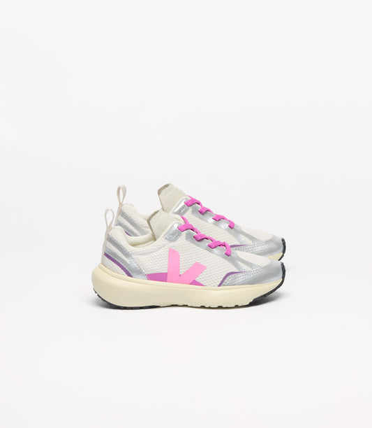 Kid's Canary Elastic Laces Alveomesh Sneakers in Gravel Malibu Silver