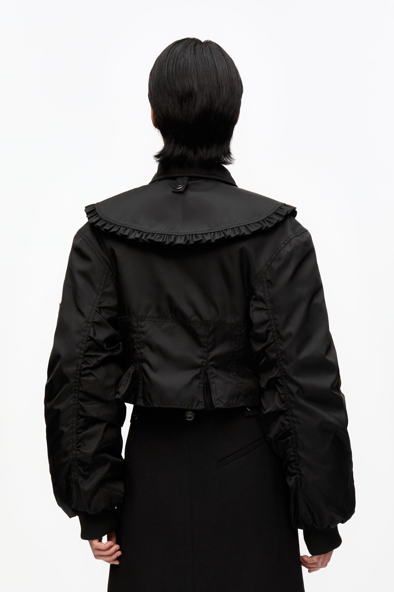 DUCHESSE NYLON FITTED JACKET - BLACK - GANNI