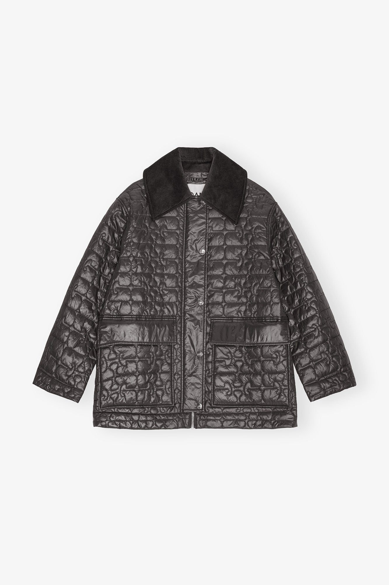 SHINY QUILT MIDI JACKET - PHANTOM GREY - GANNI