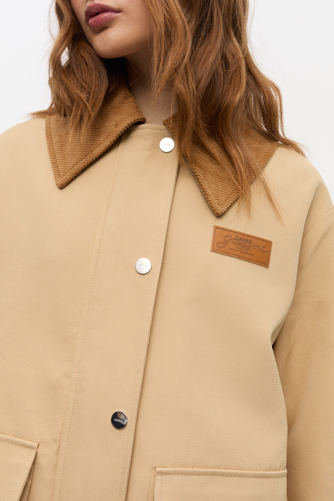 Heavy Twill Midi Jacket in Pale Khaki