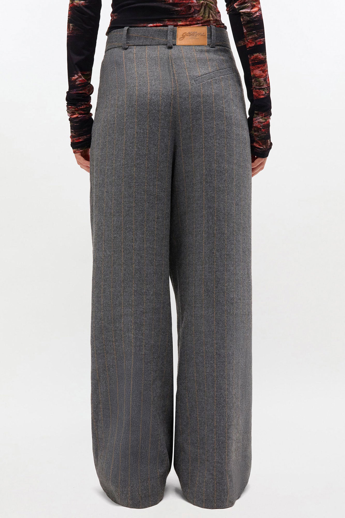 Stripe Cross-over Trousers in Grey