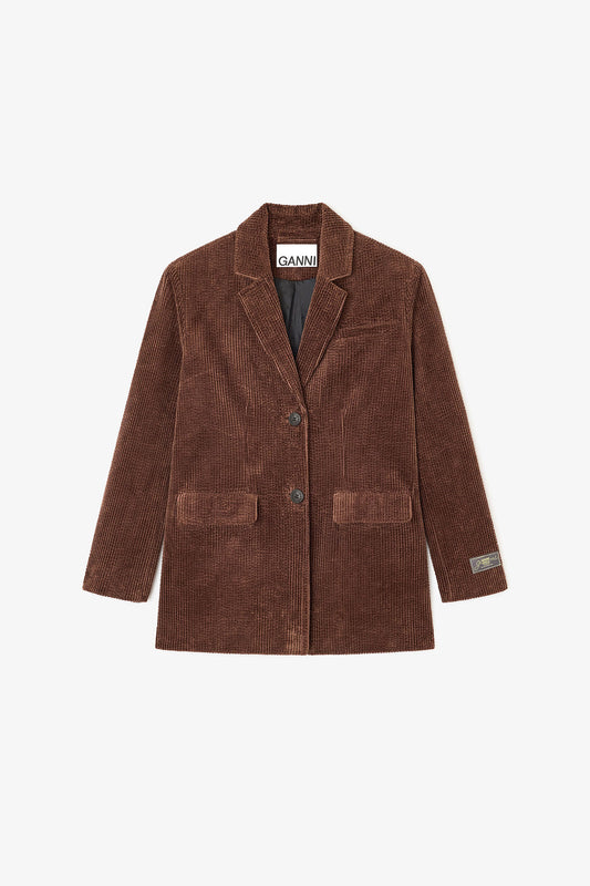 Seersucker Corduroy Blazer in Chicory Coffee
