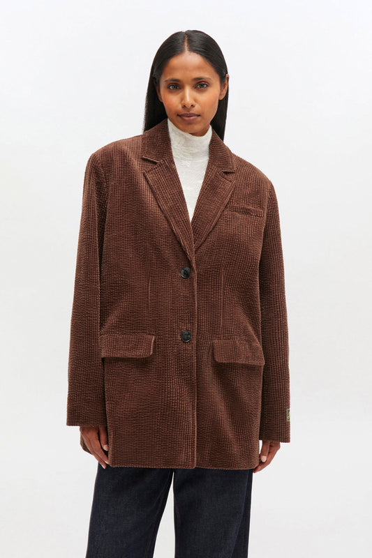 Seersucker Corduroy Blazer in Chicory Coffee