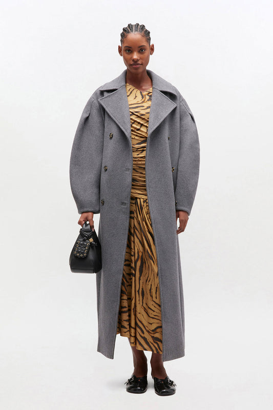 Oversized Long Peacoat in Grey