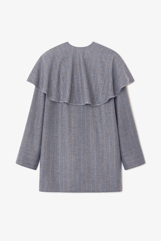 Circle Collar Dress in Grey Stripe