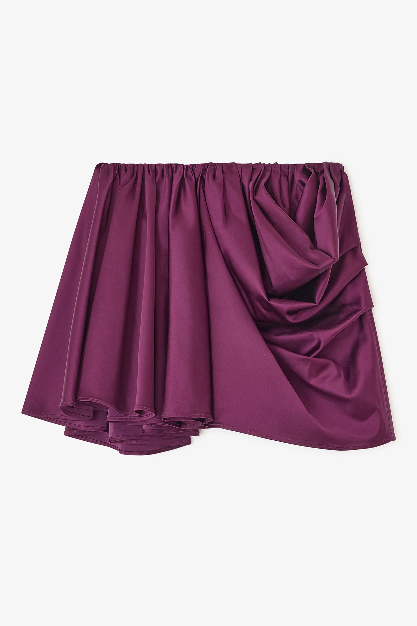 Technical Stretch Satin Draped Mini Skirt
