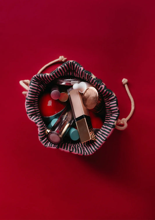 Cotton Wash Bag in Pink Harlequin