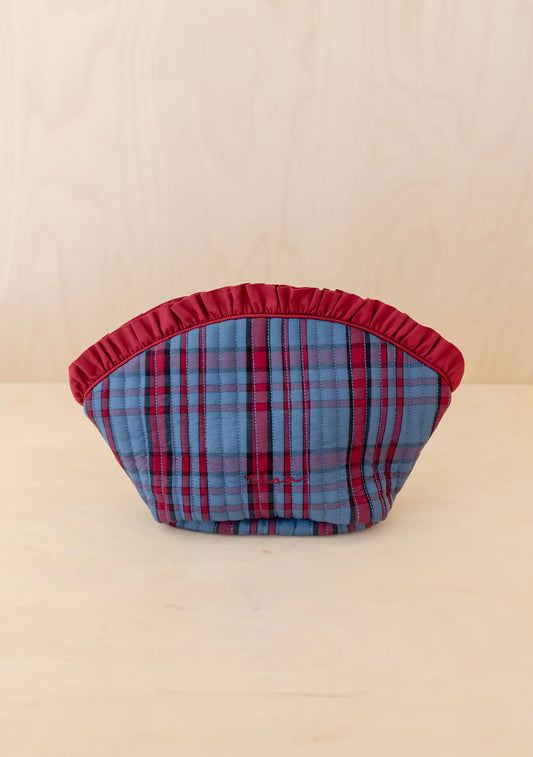 Cotton Wash Bag in Navy Tartan
