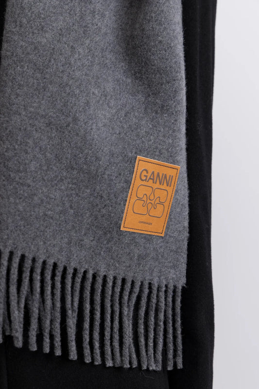 Double Face Wool Solid Scarf in Paloma Melange