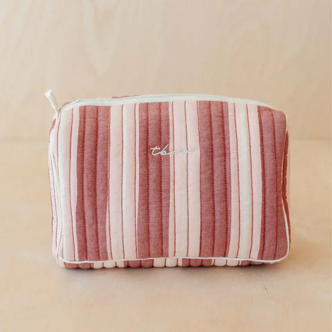 Cotton Wash Bag in Red Stripe