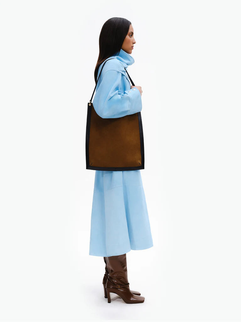 Penny Tote in Tabbaco Suede/Black