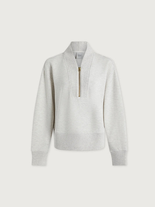 Sally Half Zip Sweatshirt in Ivory Marl