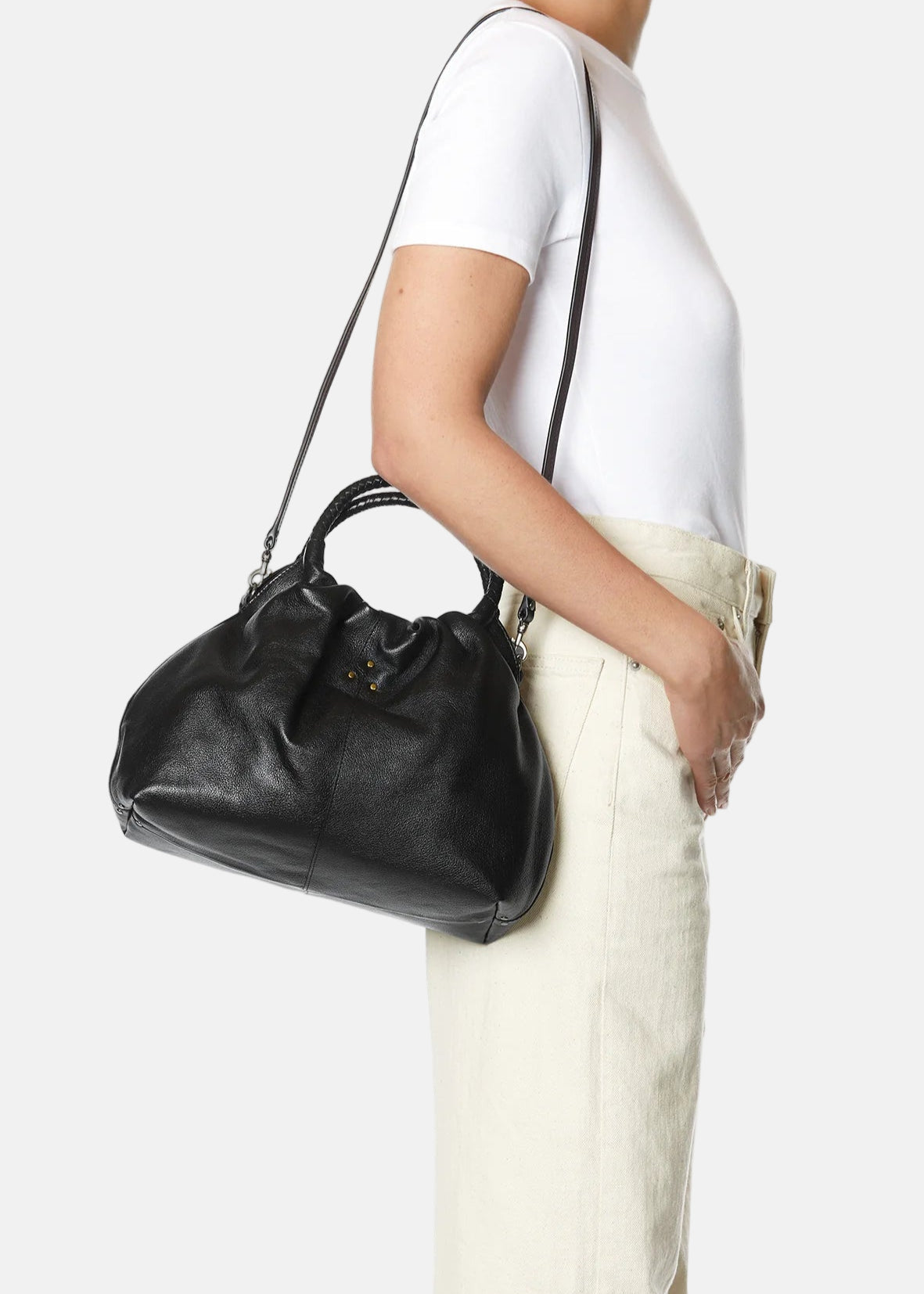 Gordi M Bag in Buffaloskin Noir Brass