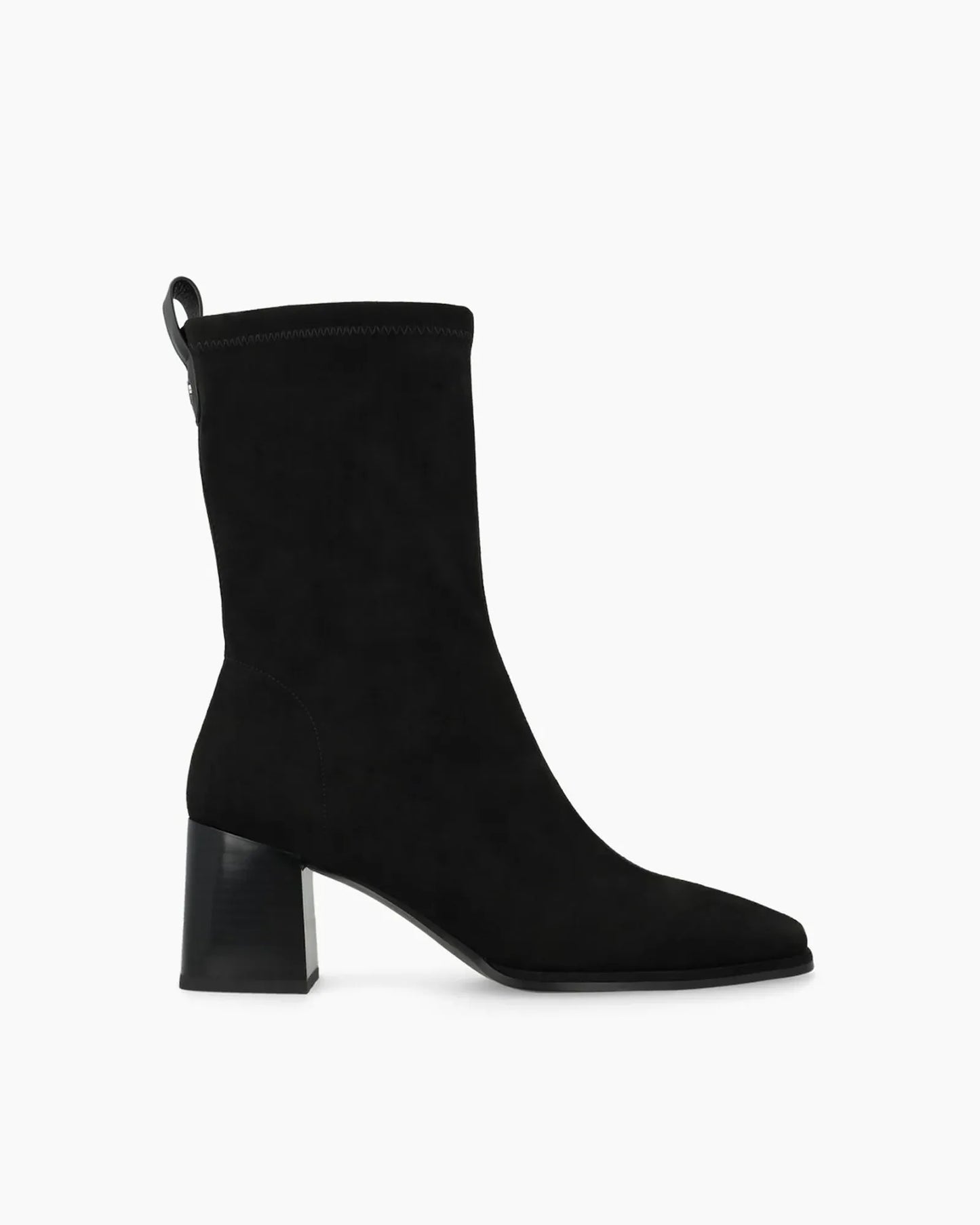 Heka Ankle Block Heel Boot in Black Suede