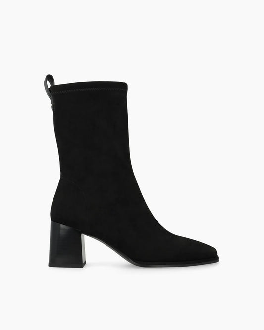 Heka Ankle Block Heel Boot in Black Suede