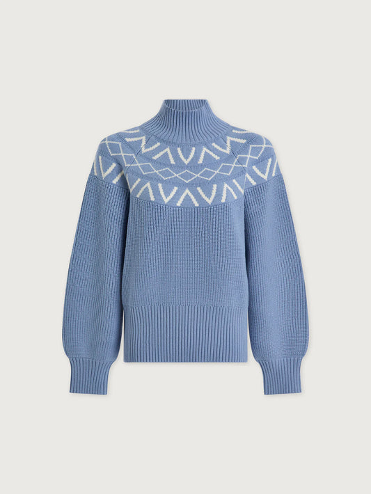 Marcie Fair Isle Yoke Knit in Glacier Blue