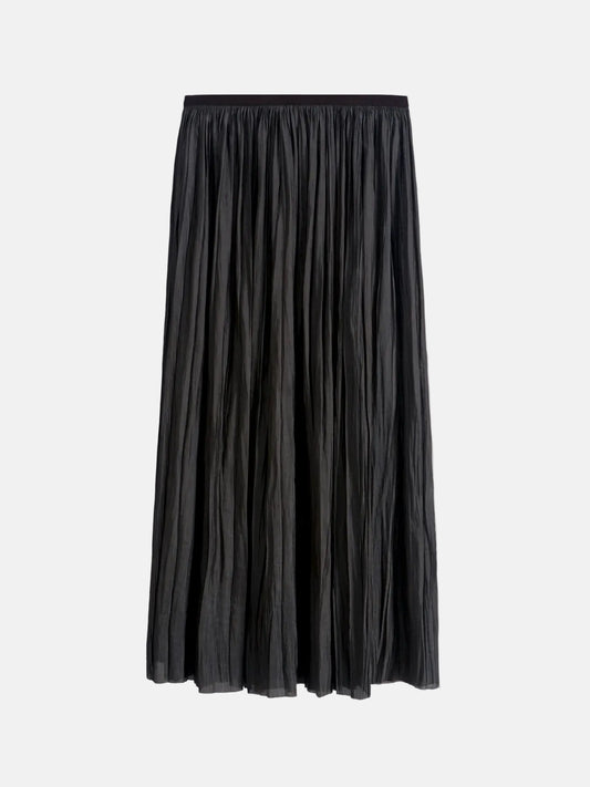 Plisse Midi Skirt in Brown