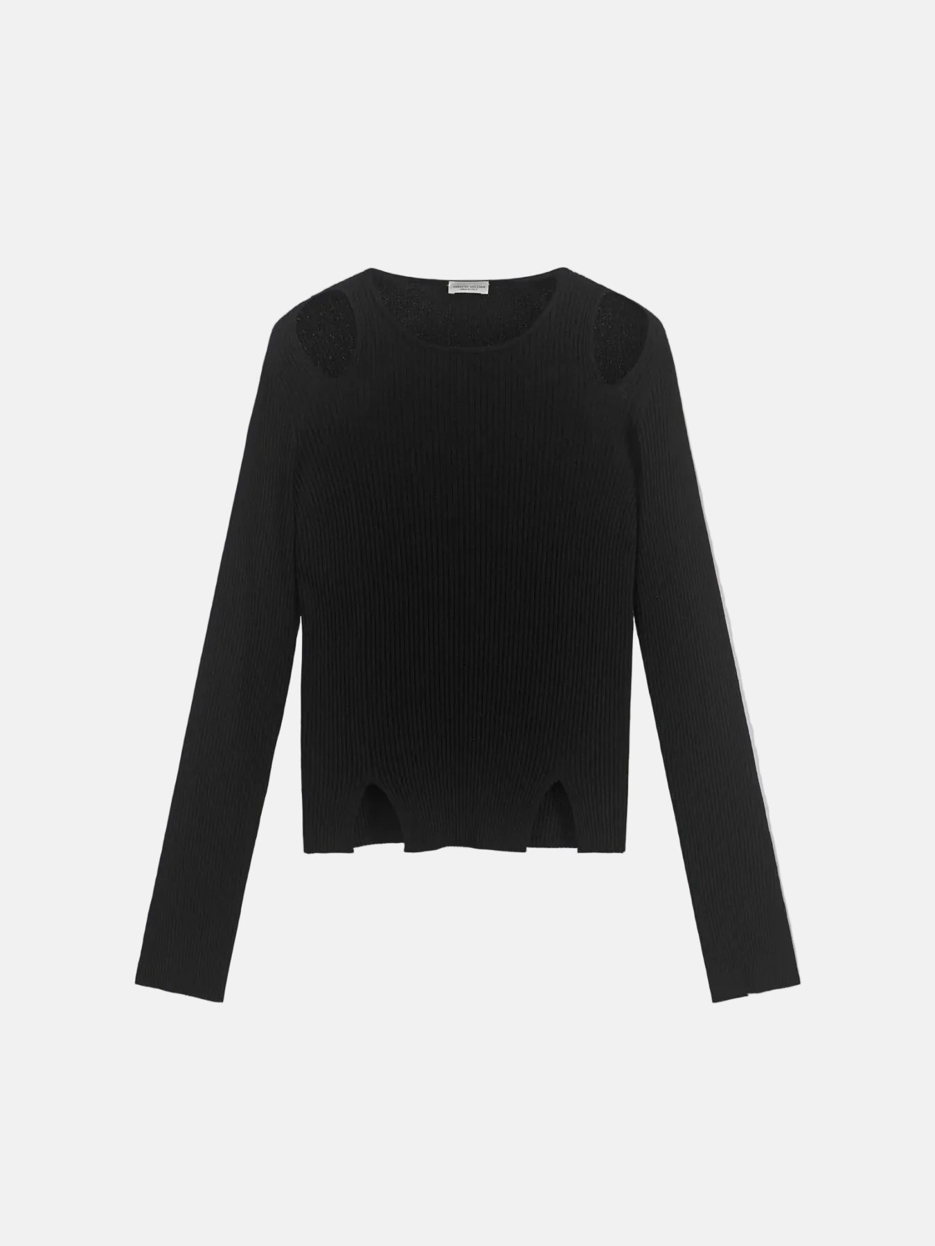 Cut-Out Long Sleeve Top in Black