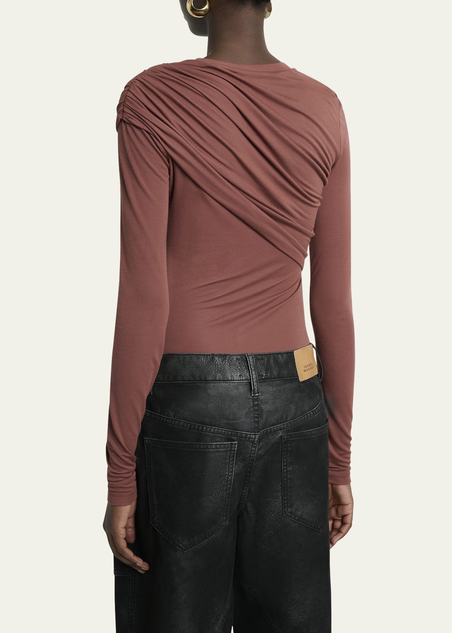 Dressi Draped Jersey Top in Burnt Henna
