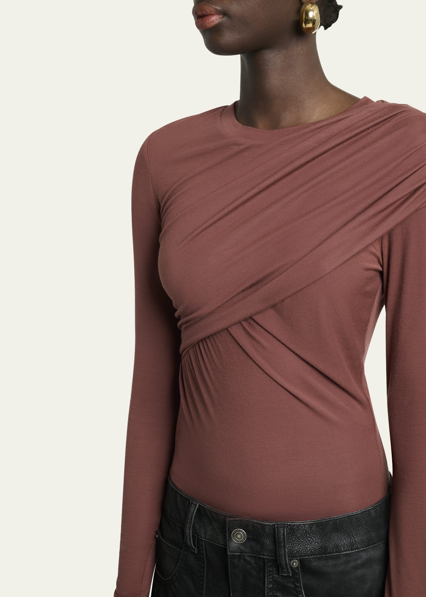 Dressi Draped Jersey Top in Burnt Henna