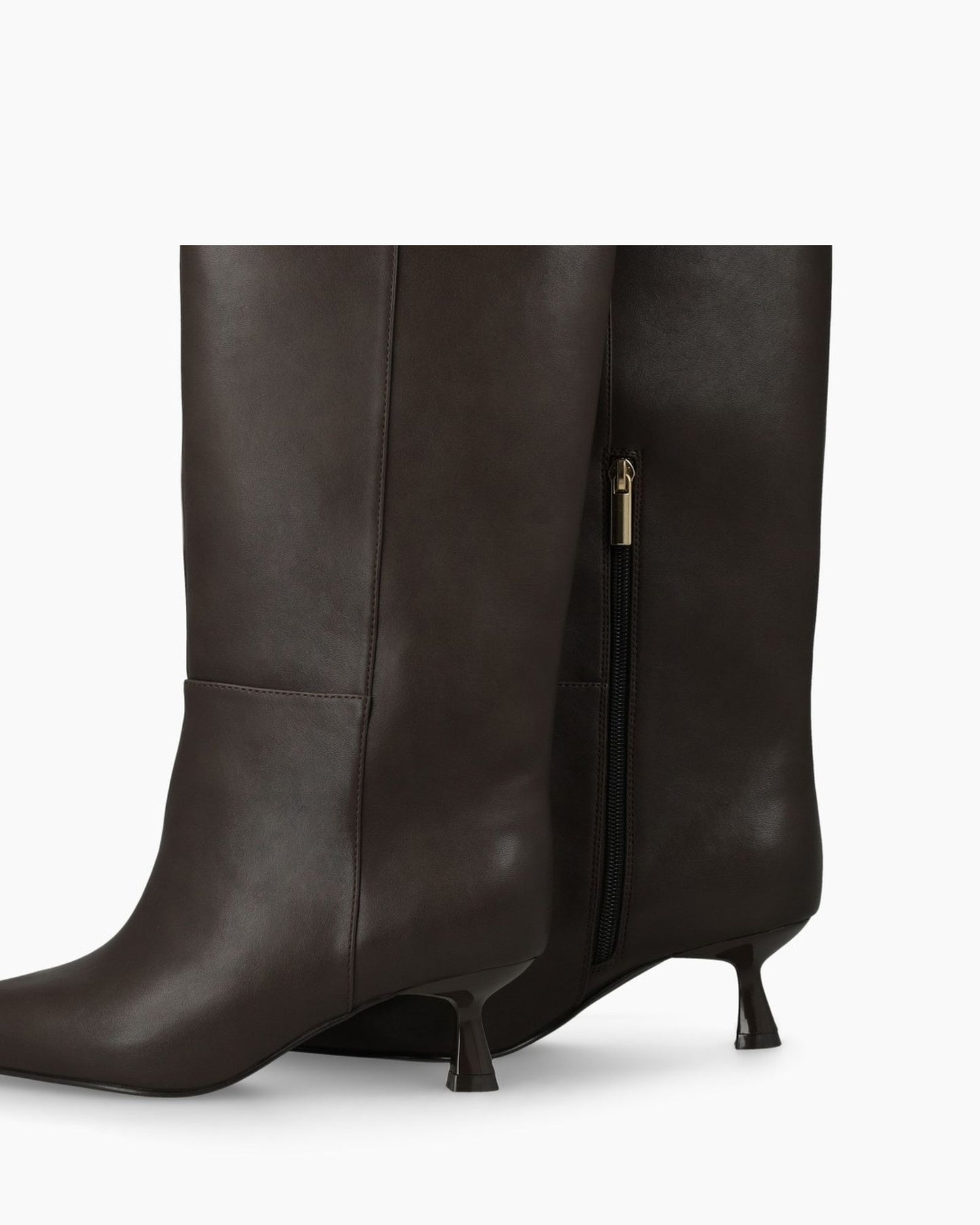 Madrid Kitten Heel High Boots in Brown