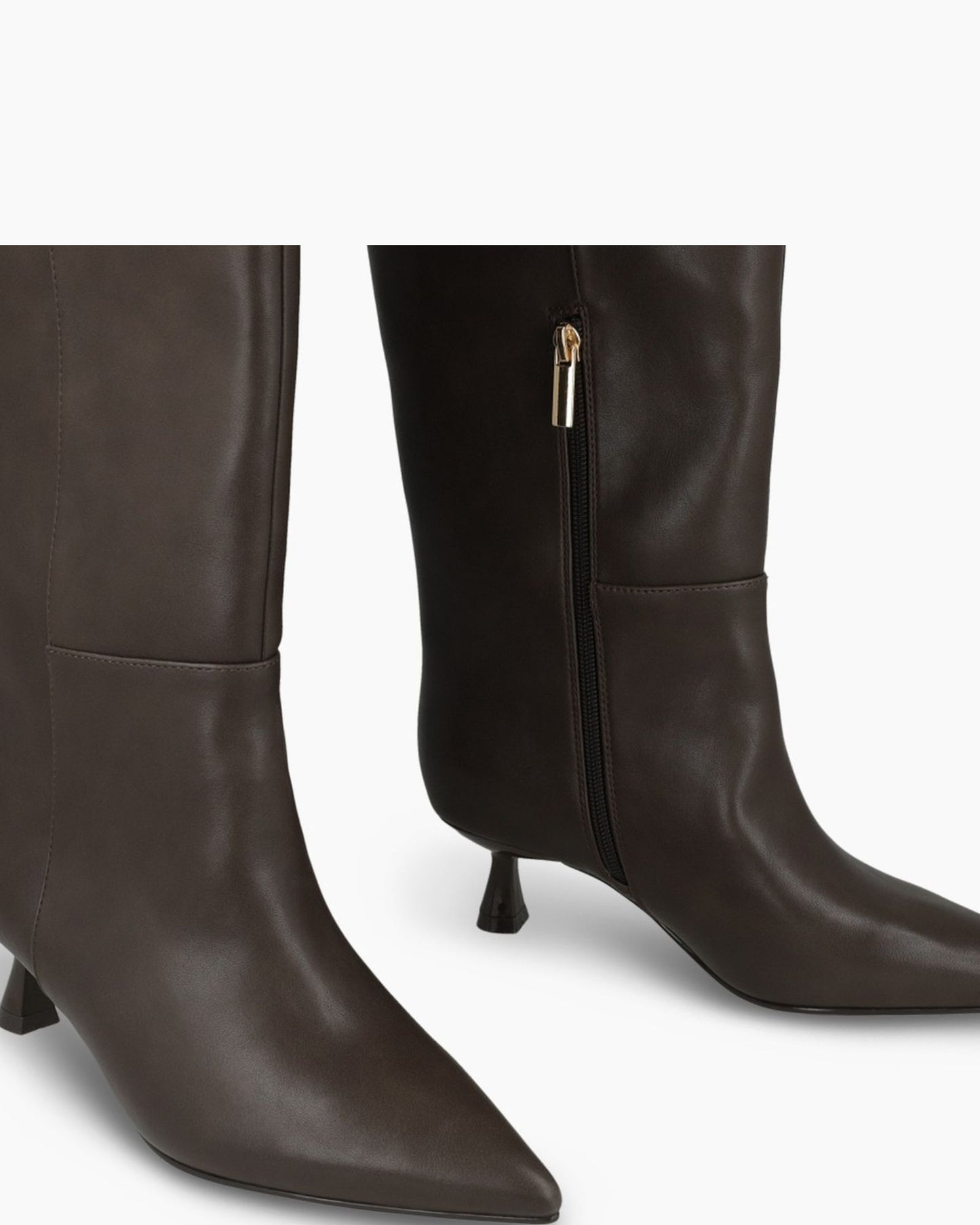 Madrid Kitten Heel High Boots in Brown