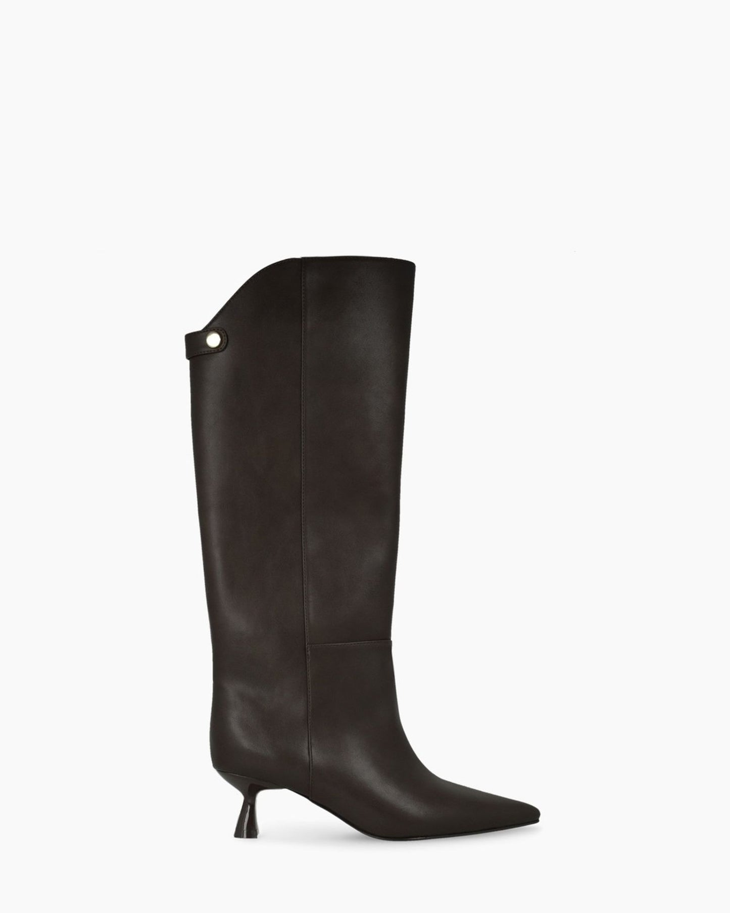 Madrid Kitten Heel High Boots in Brown