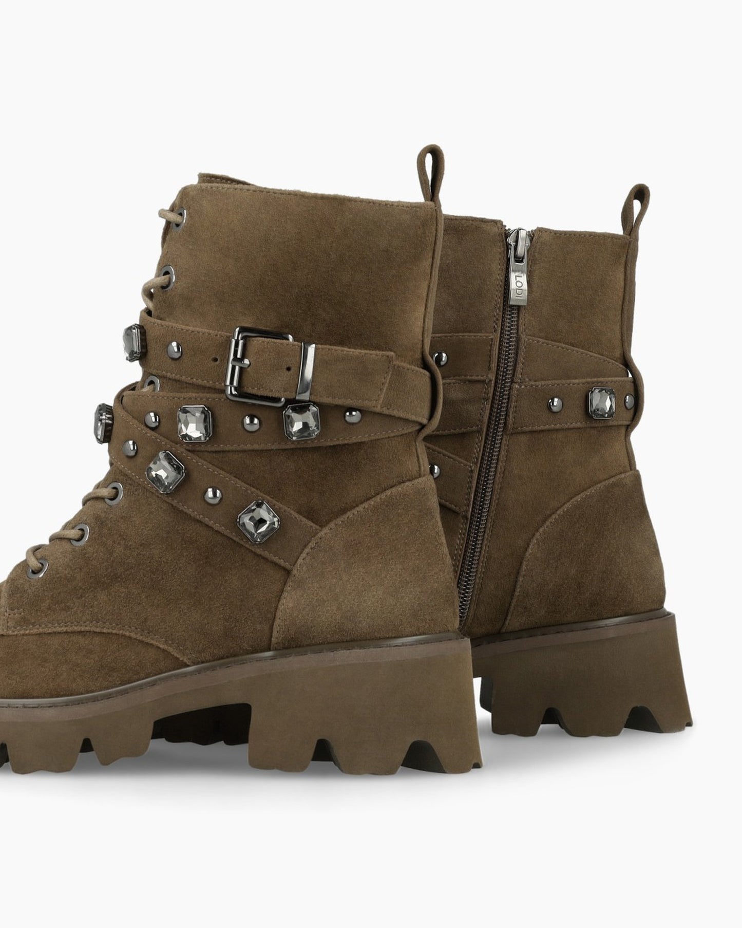 Chunky Buckle Boot in Camel Suede