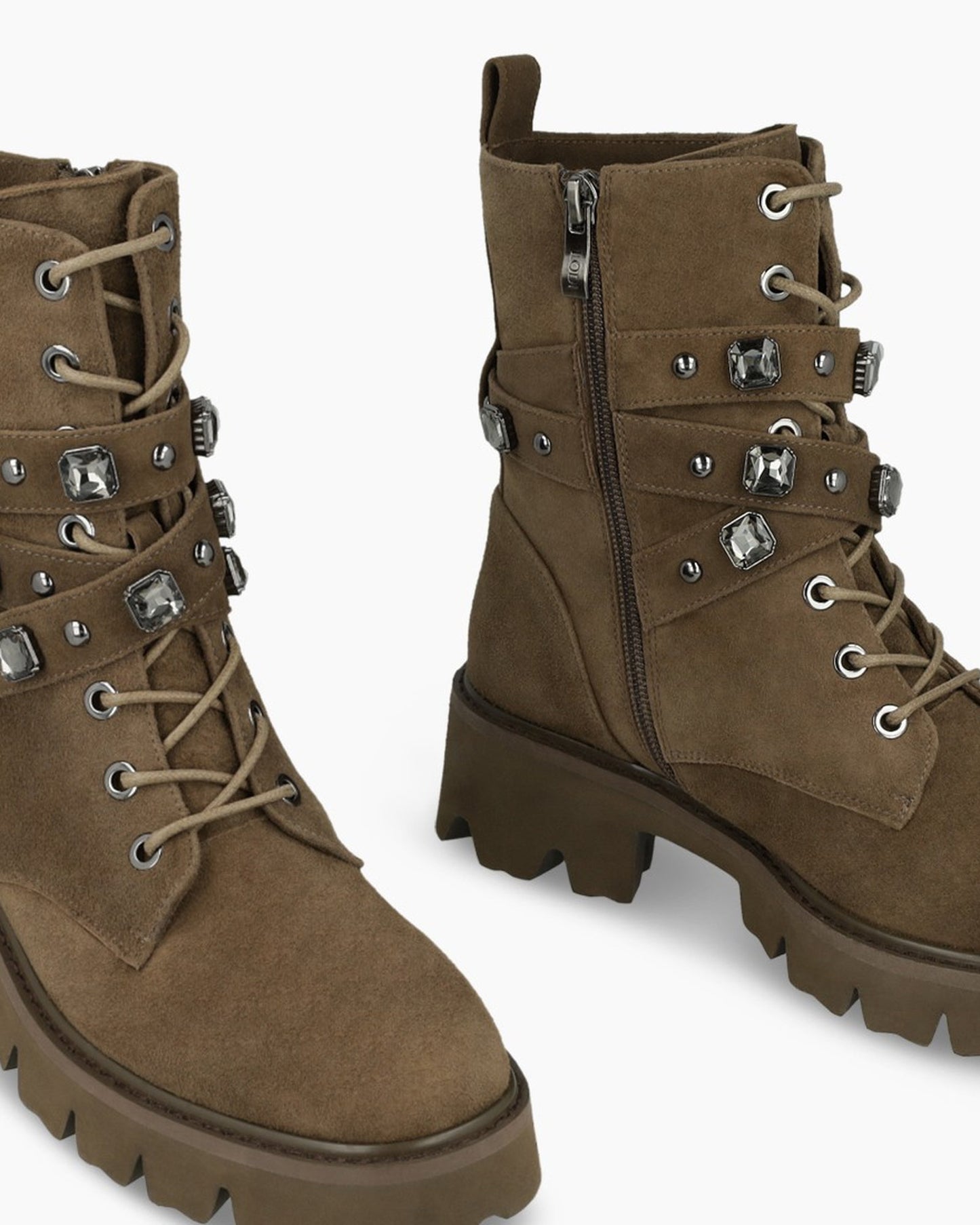 Chunky Buckle Boot in Camel Suede