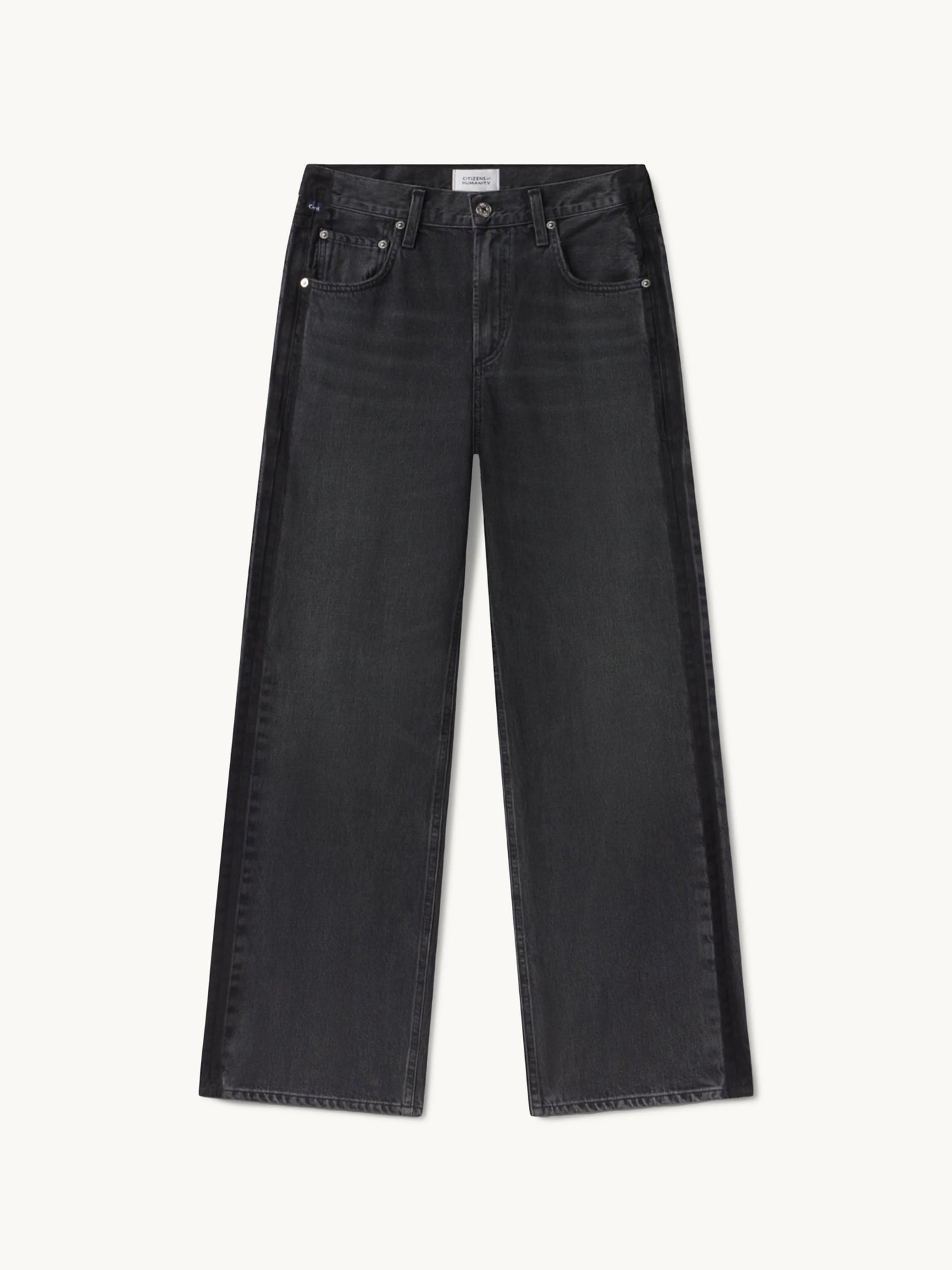 Lindz Low Rise Easy Straight Leg with Tuxedo Stripe in Kuro