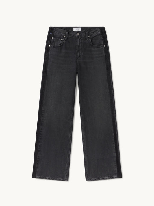 Lindz Low Rise Easy Straight Leg with Tuxedo Stripe in Kuro