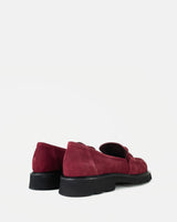 Suede Loafers in Cranberry