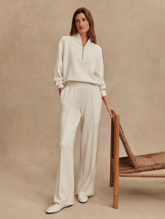 The Wide Leg Pant 28" in Ivory Marl