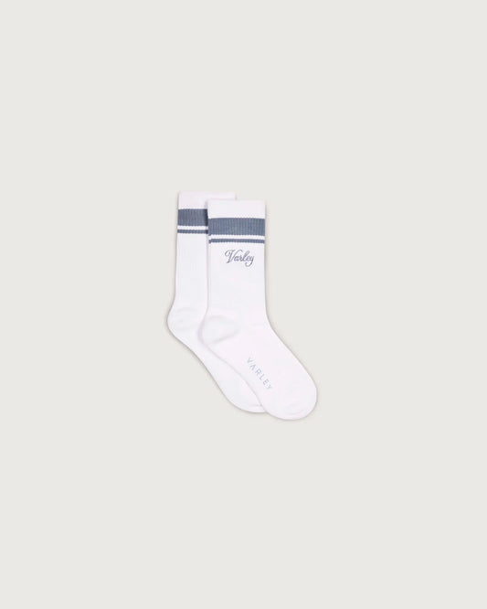 Lamar Club Stripe Sock in White / Ash Blue