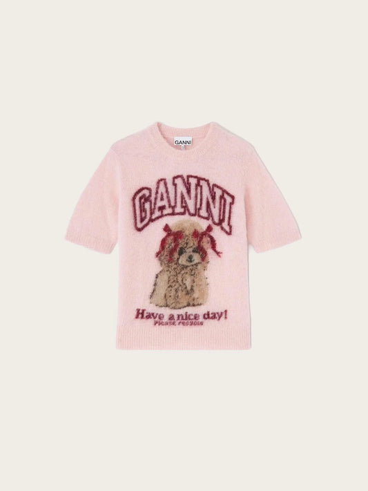 Brushed Alpaca Graphic T-shirt in Chalk Pink