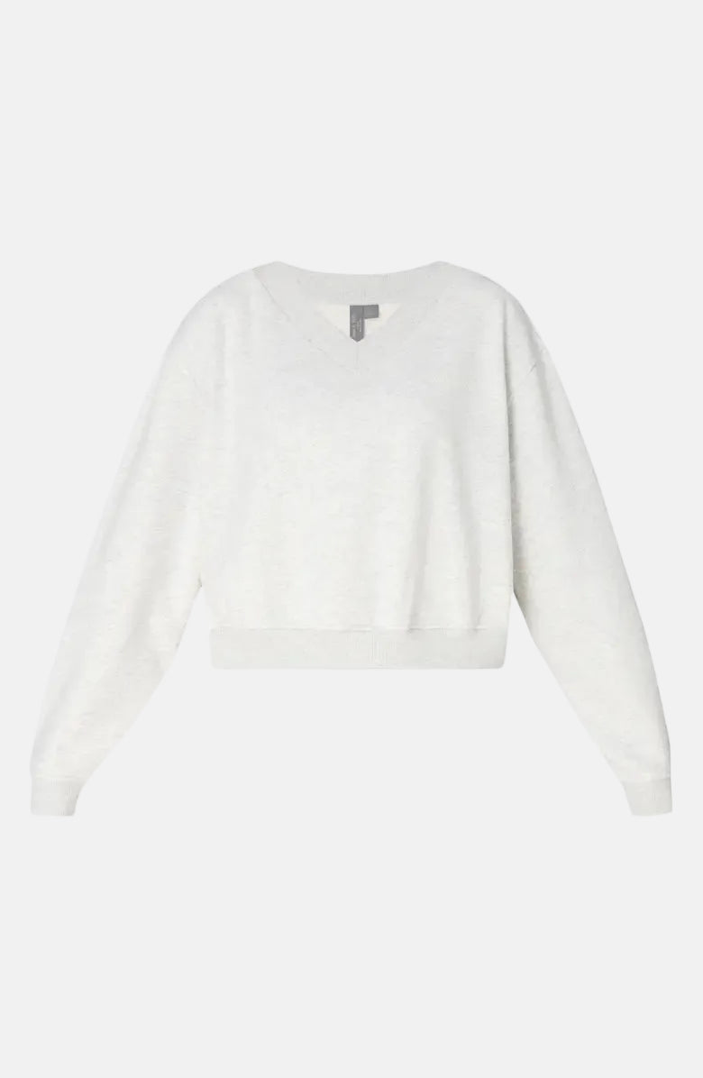 Revive Crop V-Neck in Ice Grey Marl