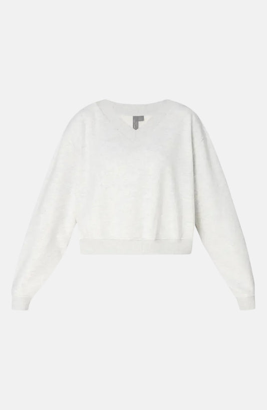 Revive Crop V-Neck in Ice Grey Marl