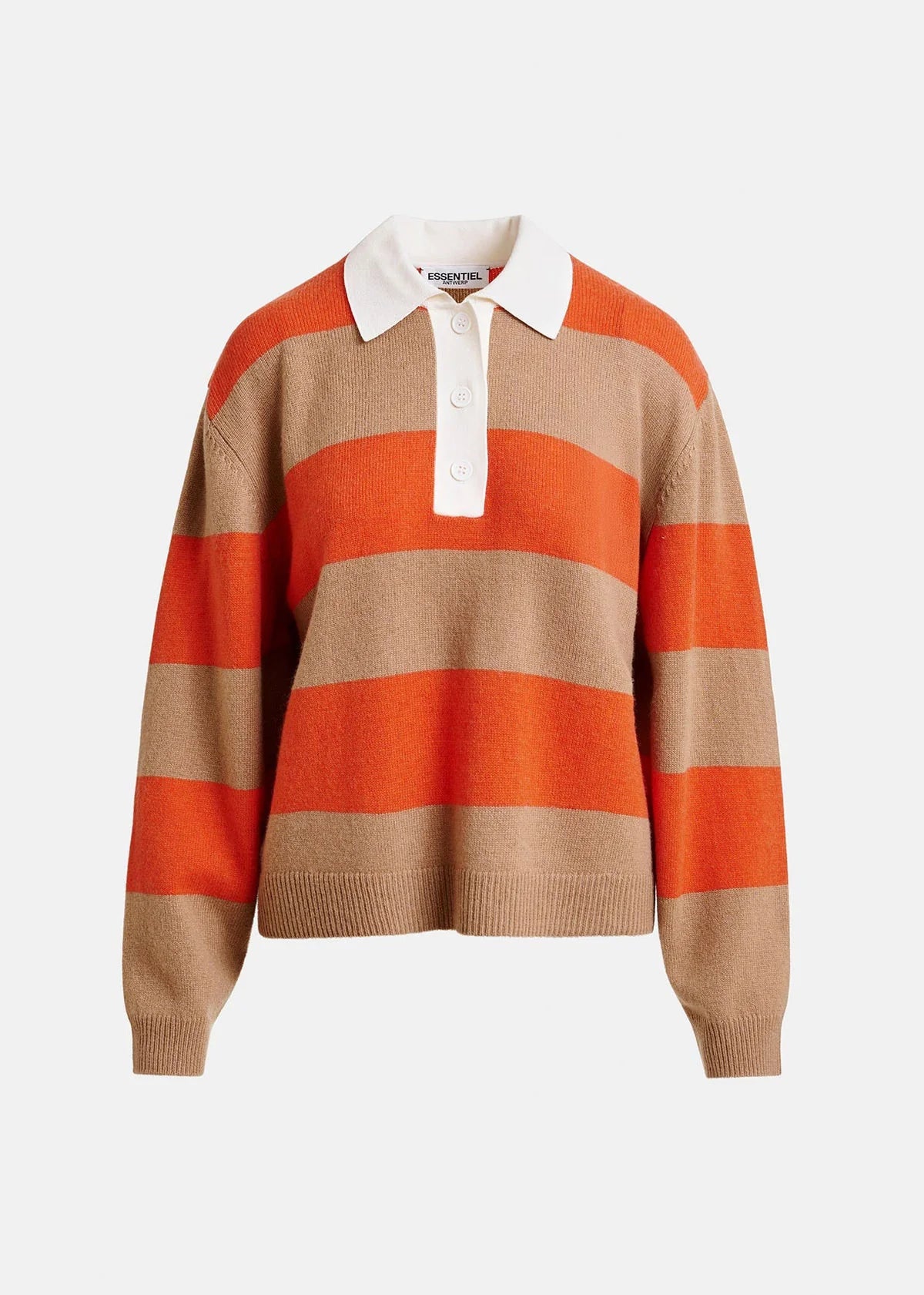 Striped Polo with Aplique Patch in Orange