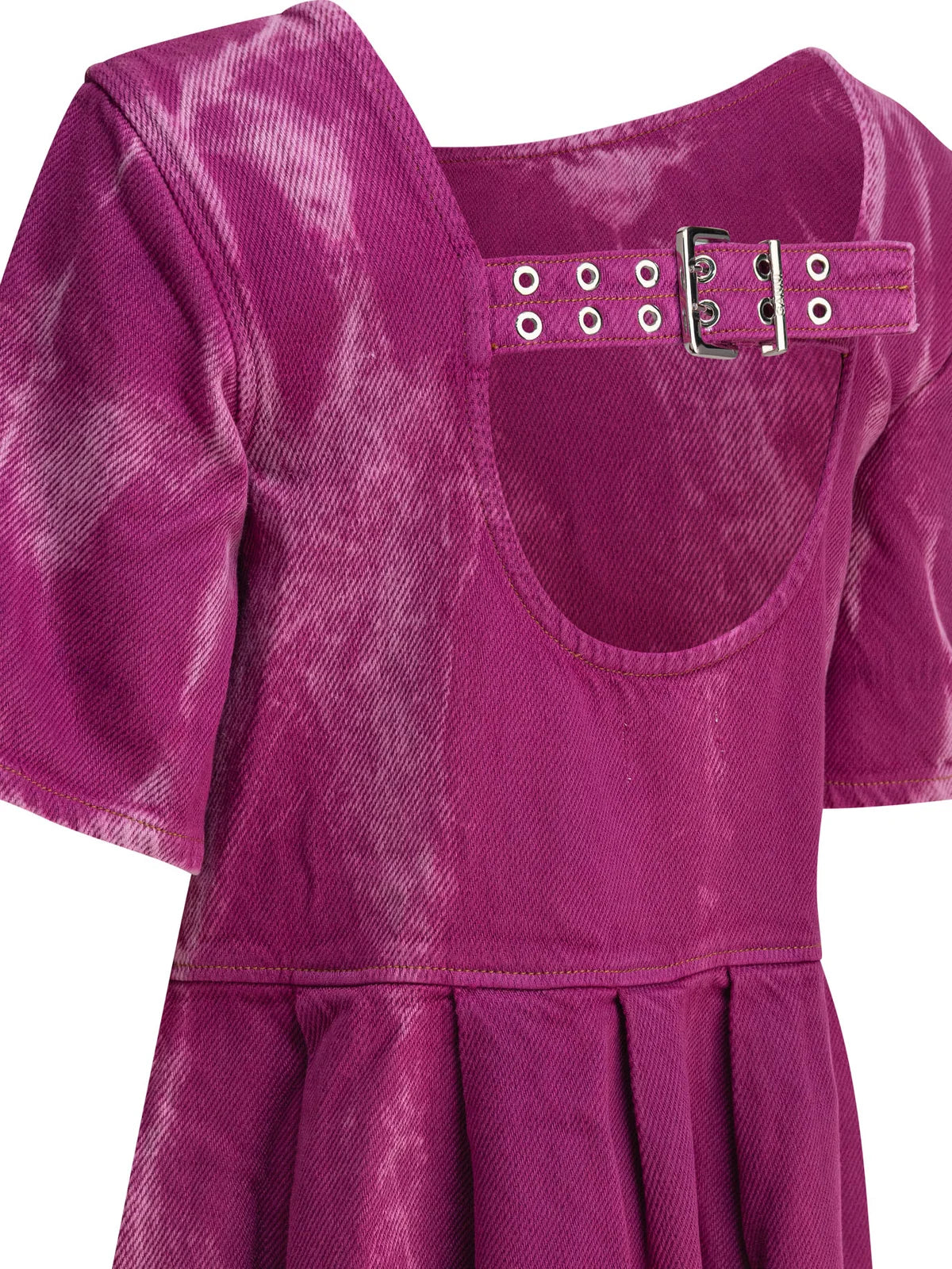 OVERDYED HEAVY DENIM DRESS - PINK - GANNI