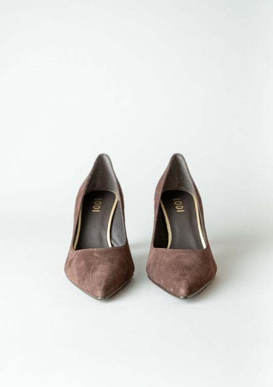 Roa Heels in Chocolate Brown Suede