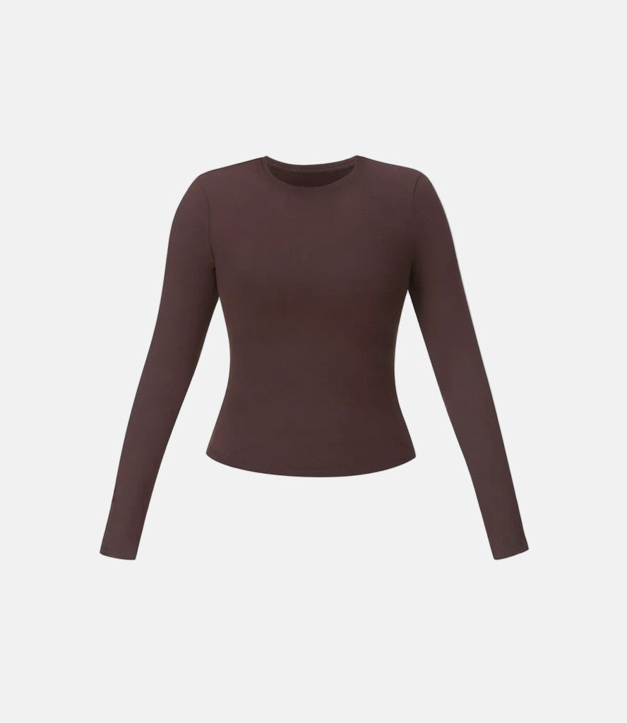 Essential Sculpt Long Sleeve Top in Sable Brown