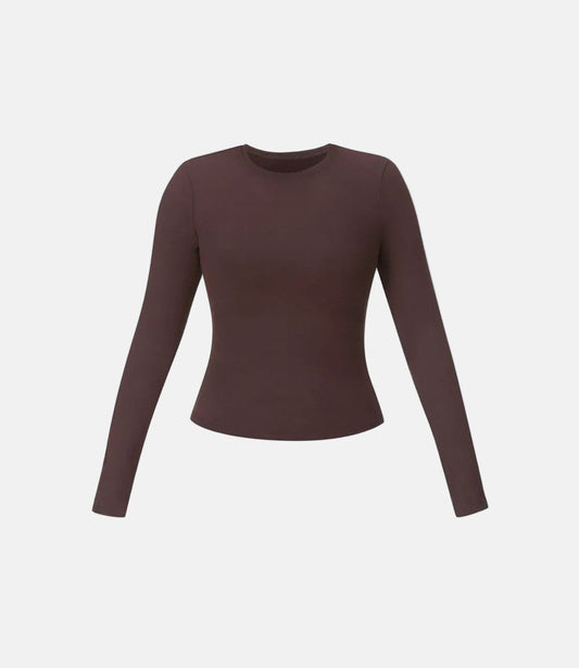 Essential Sculpt Long Sleeve Top in Sable Brown