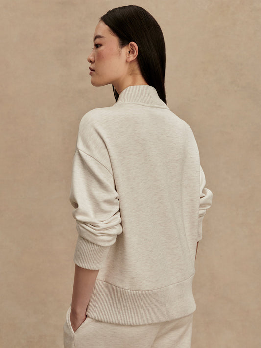 Sally Half Zip Sweatshirt in Ivory Marl